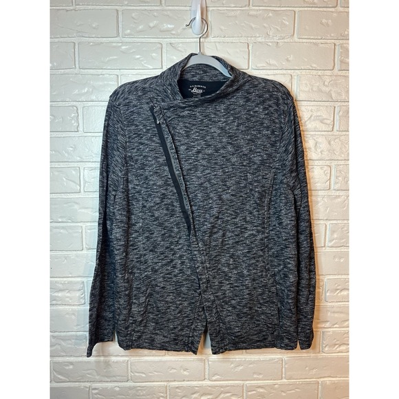 G.H. Bass & Co. Tops - New GH Bass Woman Black Heather Diagonal Full Zip Sweatshirt Knit‎ Jacket 2XL